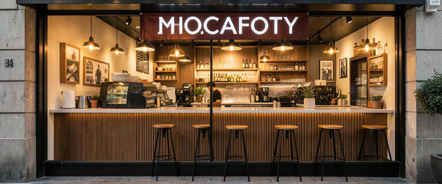 Fachada do restaurante de demonstração